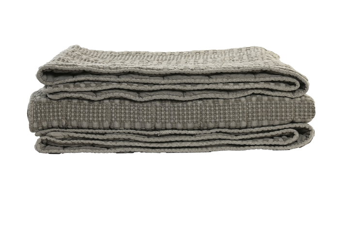 DKD Home Decor Colcha 2 c25 Boho Gris 260 x 180 cm (2 Unidades) de Algodón y Poliéster