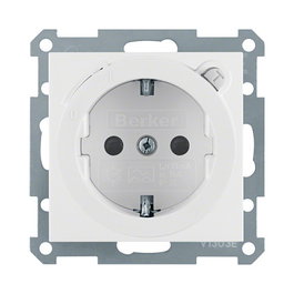 BERKER 47088989 Enchufe Tipo F SCHUKO Polarweiss, 1 Enchufe, Blanco Termoplástico, 16A 250V IP20