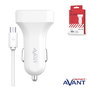 AVANT CONNECT Cargador de Coche 2 Puertos 2.4A con Cable Micro USB Blanco