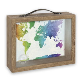 Zep Jacob Hucha de Madera y Vidrio con Mapa Mundial