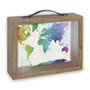 Zep Jacob Hucha de Madera y Vidrio con Mapa Mundial