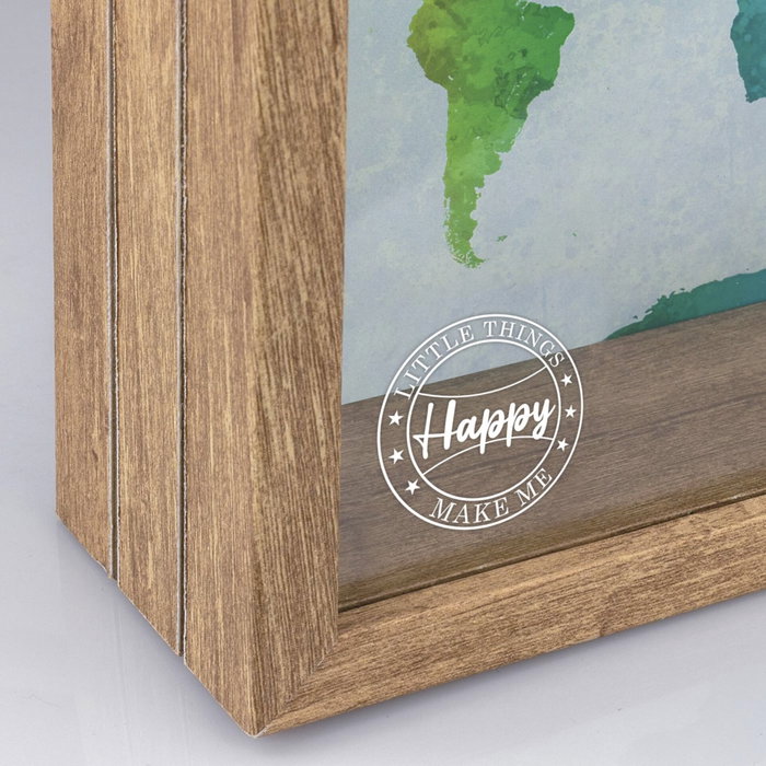 Zep Jacob Hucha de Madera y Vidrio con Mapa Mundial