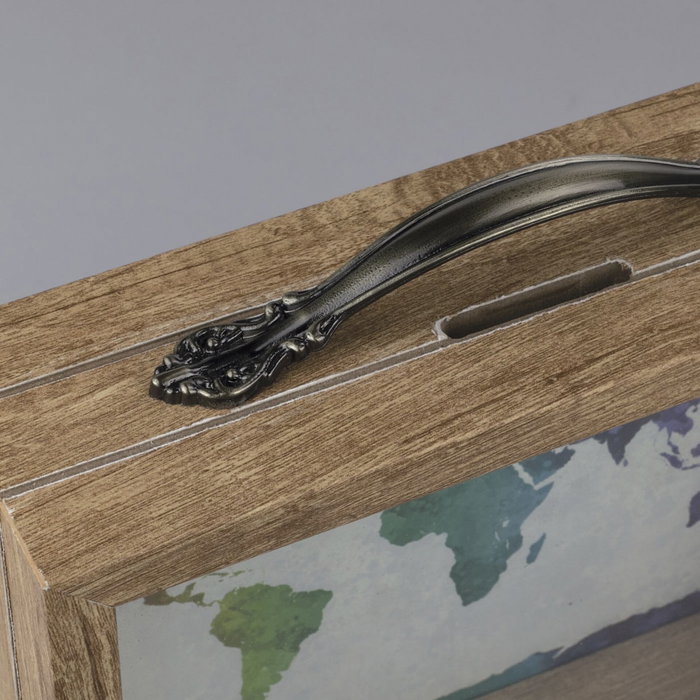 Zep Jacob Hucha de Madera y Vidrio con Mapa Mundial