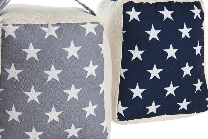 DKD Home Decor Sujetapuertas Gris Azul Poliester Arena 13 x 18 x 16 cm (6 Unidades)