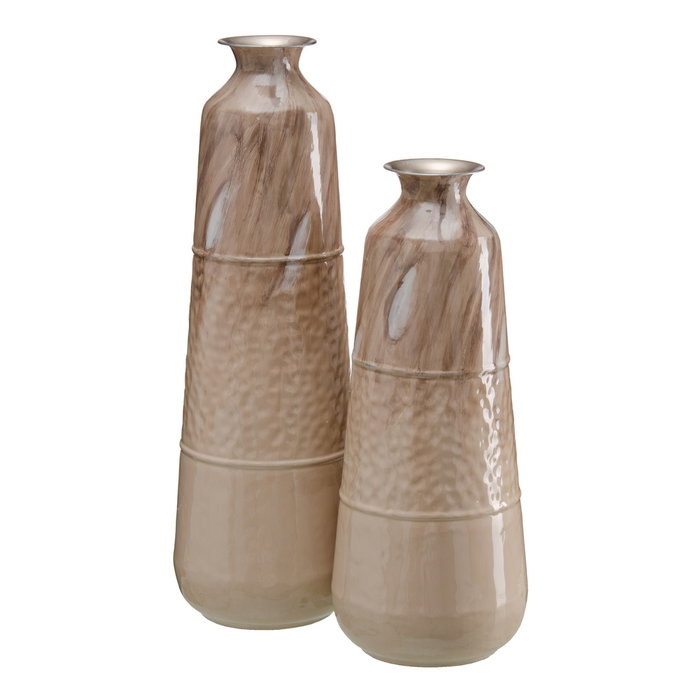 Jarrón Beige Metal Decoración 28 X 28 X 84 cm