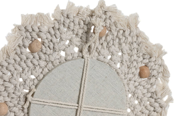 DKD Home Decor Set de 3 Espejos Macramé Cristal Blanco