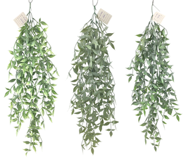 DKD Home Decor Ramas Decorativas Colgantes de PE y Metal, Surtido de 3, Verde