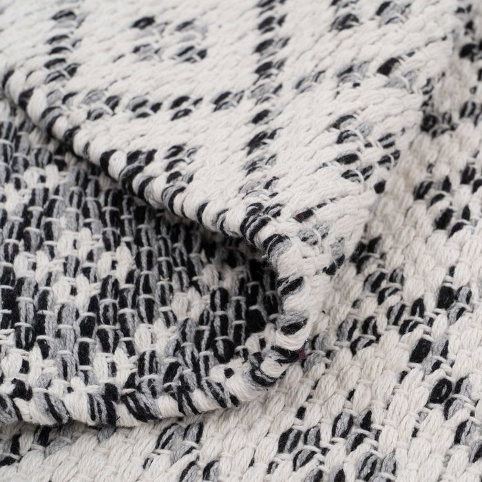 Alfombra Gris-Blanco Poliester-Algodón 80 X 150 cm