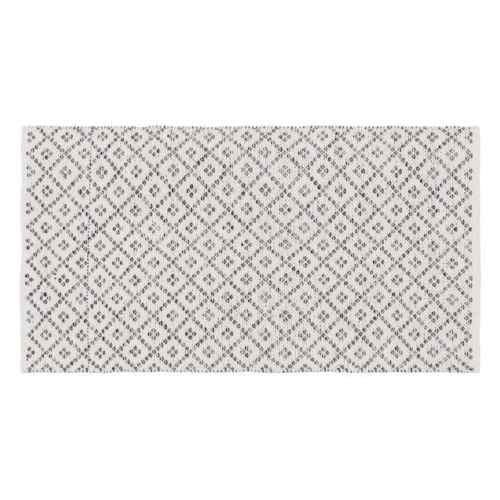 Alfombra Gris-Blanco Poliester-Algodón 80 X 150 cm