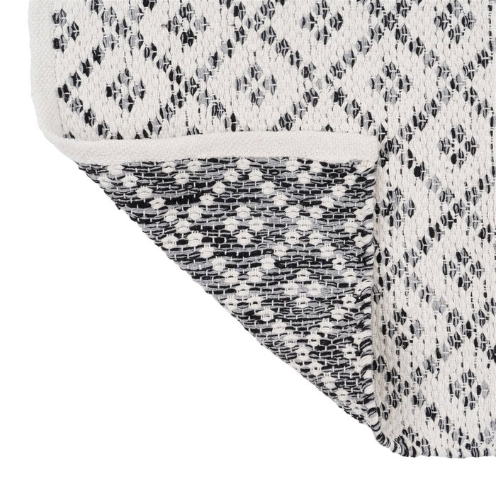 Alfombra Gris-Blanco Poliester-Algodón 80 X 150 cm