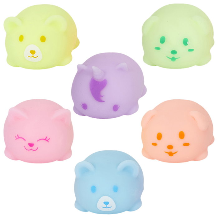 Jeux 2 momes Animal Deformable Fosforito Colección Kawaii, Brilla en la Oscuridad, Colores Surtidos, 4.5x5 cm