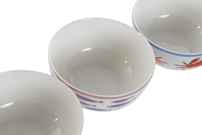 DKD Home Decor Cuencos de Porcelana Aiguablava Multicolor