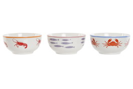 DKD Home Decor Cuencos de Porcelana Aiguablava Multicolor