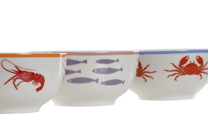 DKD Home Decor Cuencos de Porcelana Aiguablava Multicolor
