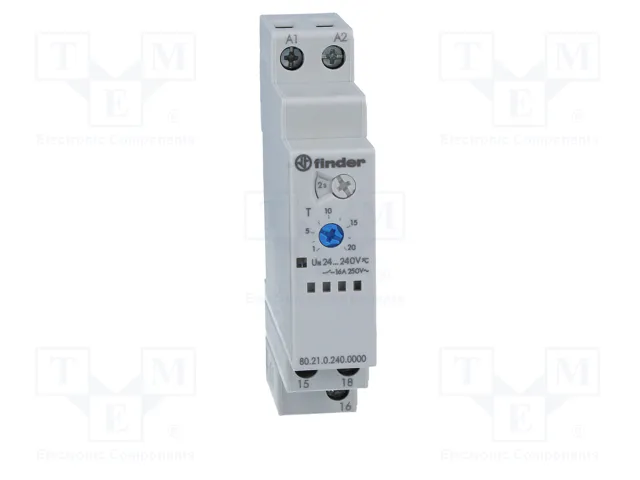 FINDER Relé de tiempo Serie 80, SPDT, 24-240V AC/DC