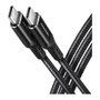 Axagon BUCM-CM20AB Cable USB-C a USB-C 2.0, 2m, PD 60W, 3A, trenzado - negro
