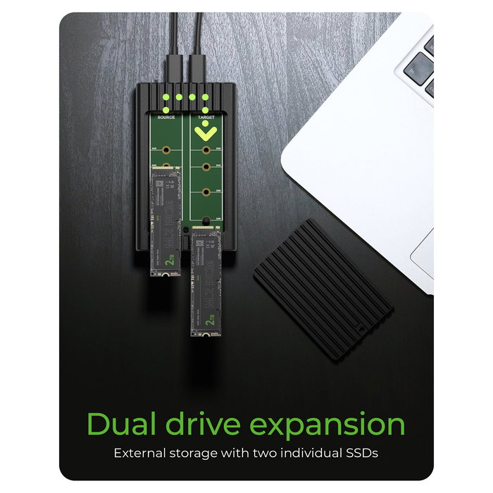 ICY BOX IB-2817MCL-C31 Caja Externa USB-C 3.2 para 2x M.2 NVMe SSD con Función de Clonación