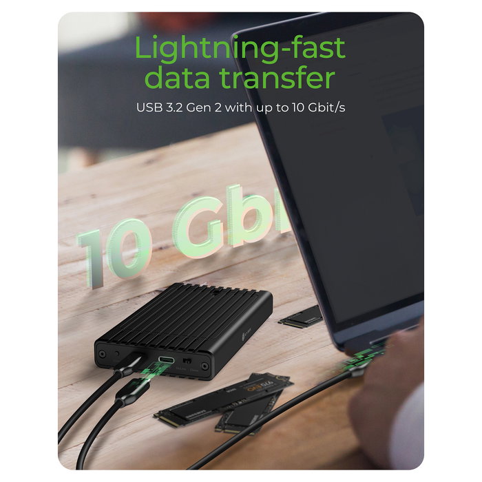 ICY BOX IB-2817MCL-C31 Caja Externa USB-C 3.2 para 2x M.2 NVMe SSD con Función de Clonación