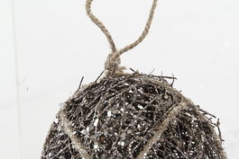 DKD Home Decor Decoracion Colgante Navidad Alpina Marron Ratan 10 x 10 x 10 cm (6 Unidades)