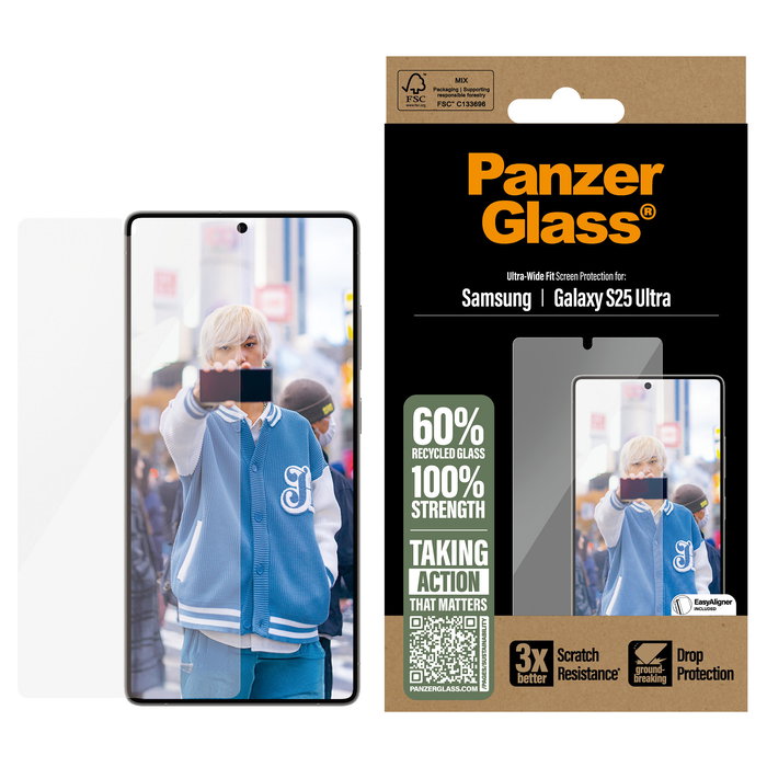 PanzerGlass Protector de Pantalla Samsung Galaxy S25 Ultra Vidrio Templado Resistente a Rayones y Golpes
