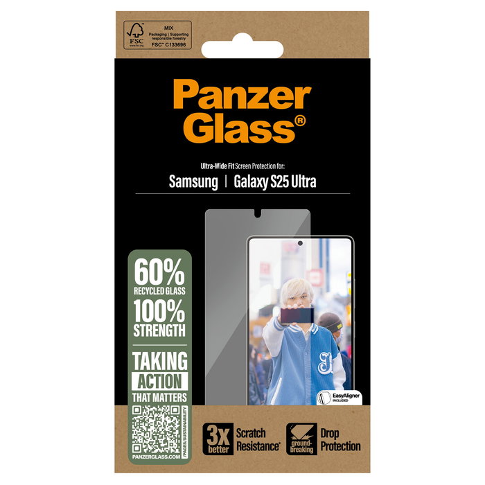 PanzerGlass Protector de Pantalla Samsung Galaxy S25 Ultra Vidrio Templado Resistente a Rayones y Golpes