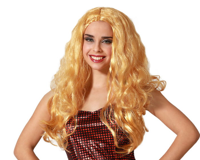 C/P. Peluca Larga Fantasia Ondulada Castaño