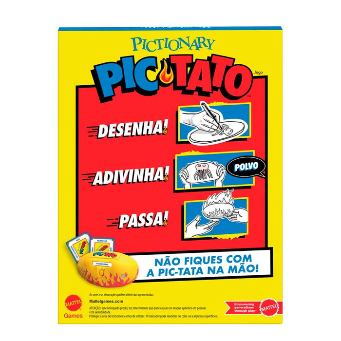 Mattel Games Pictionary Pic-Tato Juego de Mesa Infantil Dibujar Adivinar Pasar Rápido Portugués JHC63
