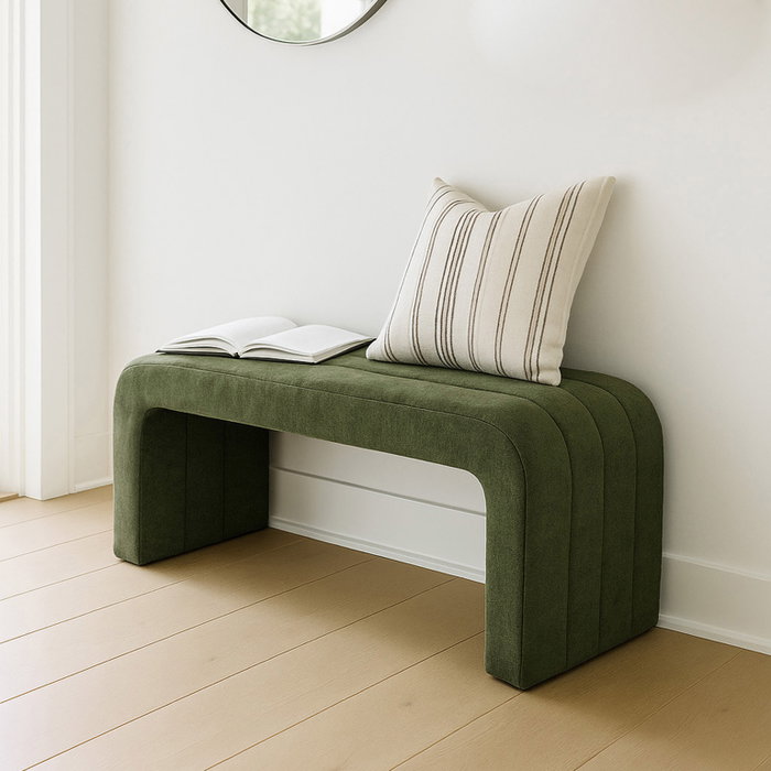 Versa Banco Tapizado Verde 38x45 cm Terciopelo Metal