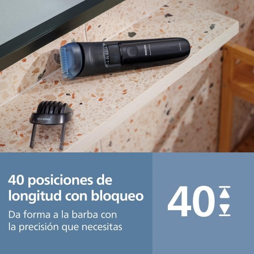 PHILIPS - Barbero Eléctrico para Uso en Seco y Mojado con Peines Largo y Corto