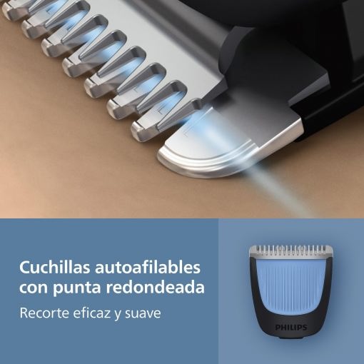 PHILIPS - Barbero Eléctrico para Uso en Seco y Mojado con Peines Largo y Corto