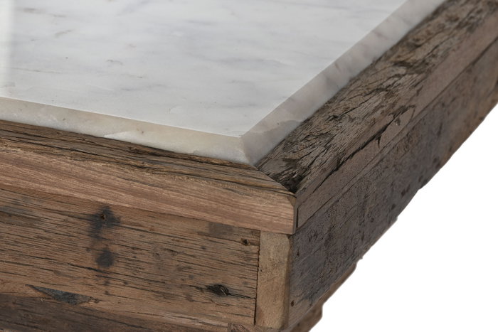 DKD Home Decor Consola Item Home Marron Blanco Madera reciclada Marmol 138 x 45 x 87 cm DKD Home Decor Consola Item Home Marron Blanco Madera reciclada Marmol 138 x 45 x 87 cm
