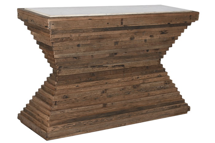 DKD Home Decor Consola Item Home Marron Blanco Madera reciclada Marmol 138 x 45 x 87 cm DKD Home Decor Consola Item Home Marron Blanco Madera reciclada Marmol 138 x 45 x 87 cm