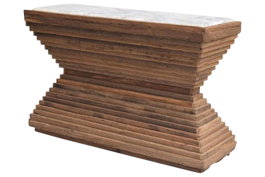 DKD Home Decor Consola Item Home Marron Blanco Madera reciclada Marmol 138 x 45 x 87 cm