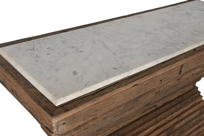 DKD Home Decor Consola Item Home Marron Blanco Madera reciclada Marmol 138 x 45 x 87 cm DKD Home Decor Consola Item Home Marron Blanco Madera reciclada Marmol 138 x 45 x 87 cm