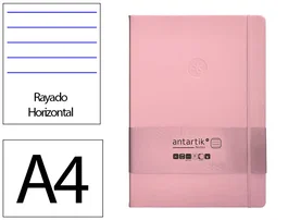 Antartik Cuaderno A4 Tapa Dura Hojas Rayadas Rosa Pastel 100 Hojas 80gr FSC