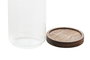 DKD Home Decor Bote Transparente Natural de Vidrio y Acacia para Conservación 700ml, apto Lavavajillas y Microondas (12 Unidades)