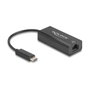 Delock Adaptador de Red Ethernet LAN Rápido USB 2.0 Tipo C a RJ45 10/100 Mbps, para Windows y Mac, Chip Realtek RTL8152, Modelo 64306 – Negro