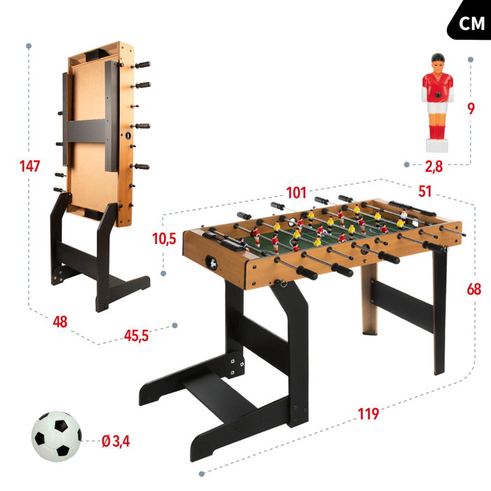 CB Games Futbolín de madera plegable con patas 101x51x70 cm