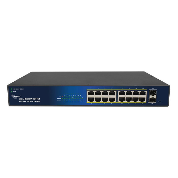 ALLNET ALL-SG8418PM Switch PoE Gestionado L2 18 Puertos Gigabit PoE + 2 SFP Montaje en Rack 19U