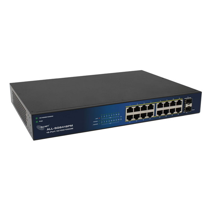 ALLNET ALL-SG8418PM Switch PoE Gestionado L2 18 Puertos Gigabit PoE + 2 SFP Montaje en Rack 19U