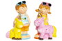 DKD Home Decor Figura de Fibra de Vidrio Niños y Unicornio, Pack de 2