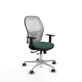 PIQUERAS Y CRESPO Silla de oficina Jorquera con mecanismo Sincro/Traslack, Verde botella y Blanco