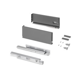 Emuca Cajón exterior Protone 30kg con guías de extracción total y cierre suave, Altura 131mm, profundidad 350mm, Acero, Gris antracita