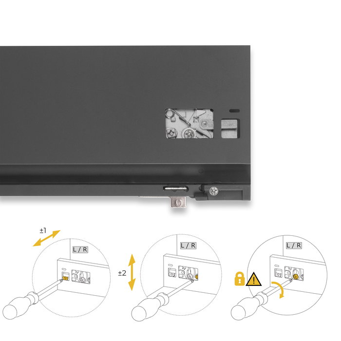 Emuca Cajón exterior Protone 30kg con guías de extracción total y cierre suave, Altura 131mm, profundidad 350mm, Acero, Gris antracita
