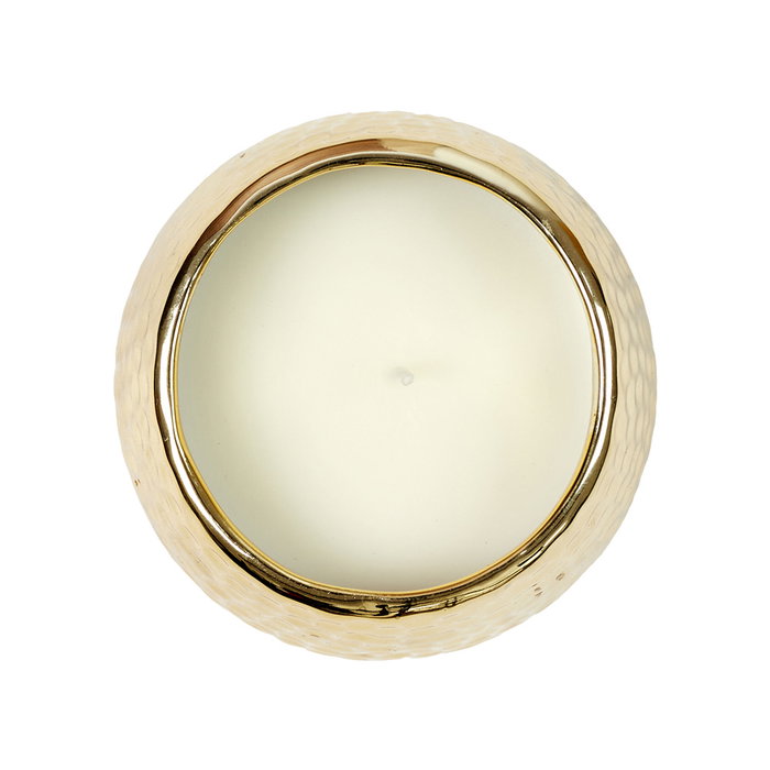 Home Deco Factory Vela Martilleada Dorada Lounge perfumada almizcle 9 cm