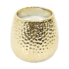 Home Deco Factory Vela Martilleada Dorada Lounge perfumada almizcle 9 cm