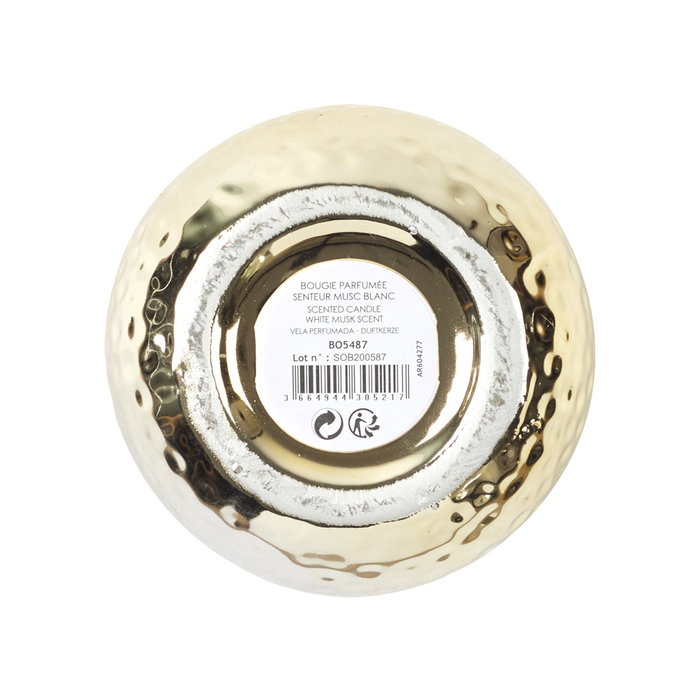 Home Deco Factory Vela Martilleada Dorada Lounge perfumada almizcle 9 cm