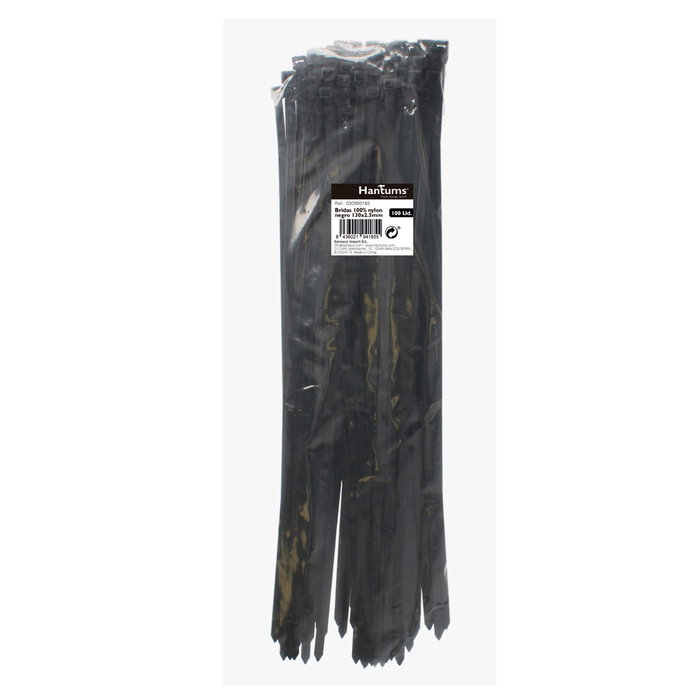 Hantums Bolsa de 100 Bridas de Nylon 130x2.5mm Negro