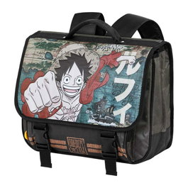 One Piece Mochila Cartable 2.0 Escolar con Solapa y Cierre Hebilla, Reflectantes, Marrón