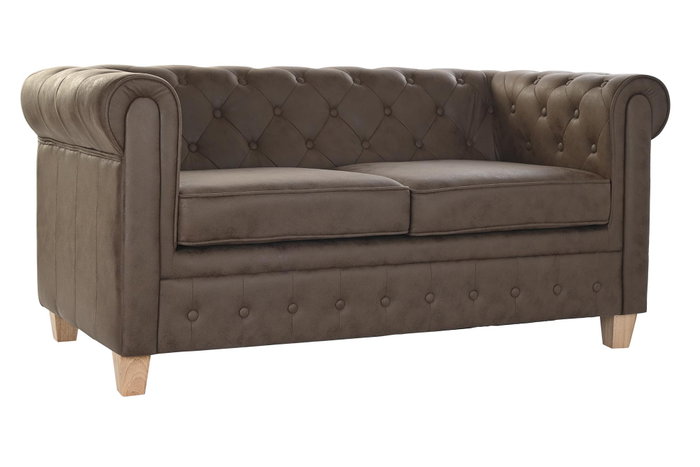 DKD Home Decor Sofá de Poliéster y Madera Marrón Oscuro DKD Home Decor Sofá de Poliéster y Madera Marrón Oscuro